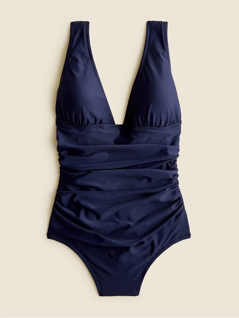 J Crew Long-torso ruched V-neck one-piece Swimsuit Size 12